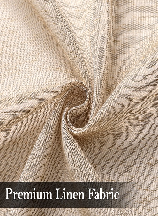 MISS SELECTEX Miss SELETEX Semi-Sheer Curtains Natural Linen Blended Curtains 2 Panels,Privacy Added Premium Soft Rich Cotton Linen Material Drapes for Bedroom/Living Room/Sliding Door, 52x63-Inch-Caramel - Image 4